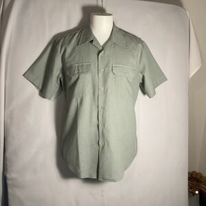 Creighton Vintage‎ Mens Sage Green Short Sleeve Utility Shirt  Made in USA
